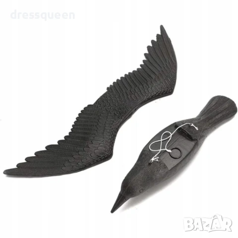 4909 Реалистичен гарван плашило за прогонване на гълъби – влагоустойчива висяща декорация, снимка 5 - Градински мебели, декорация  - 53906231