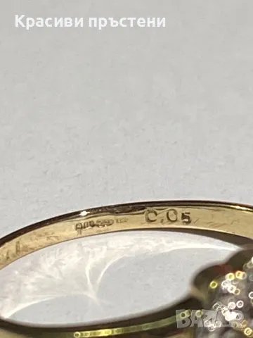 Изтънчен златен пръстен с gemstone и 4 диаманта – 9 карата, 1.88 г, размер 58, снимка 4 - Пръстени - 50181498