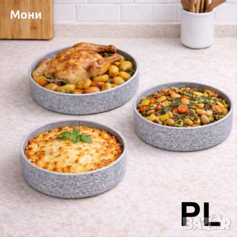 Комплект 3 броя алуминиеви кръгли тави Voltz Siena 26/28/32 см – Мраморно керамично покритие    Опис, снимка 2 - Други - 53134998