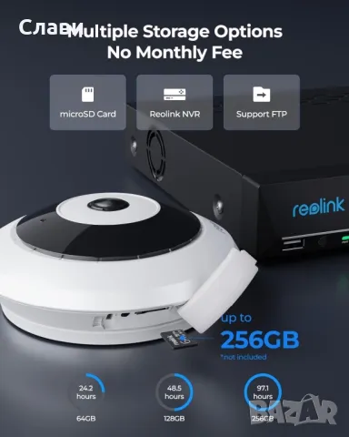 Reolink FE-P 360 панорамна FISHEYE камера с вграден микрофон сирена ,SD карта  , снимка 9 - Камери - 49769274