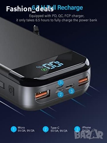 Нова външна батерия за телефон Преносимо зарядно устройство Power Bank 32000mAh, снимка 4 - Оригинални батерии - 42346210