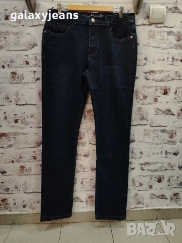 New sky- прави класика дънки, тъмни индиго, почти неизбелени, изчистени, плътен деним с лек еластан, снимка 2 - Дънки - 52279223