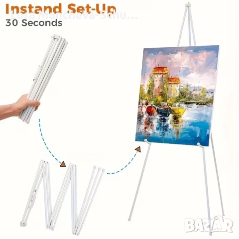 Сгъваем метален статив (триножник) – Бял цвят, като НОВ!, снимка 4 - Други - 52961460