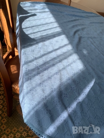 Покривка за кръгла маса* Дантела* Памук* Красиво синьо, снимка 5 - Покривки за маси - 51927757