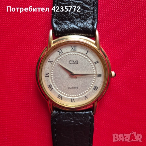 Позлатен швейцарски кварцов мъжки часовник. 