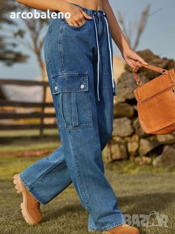 Нов стил ежедневни изпрани дамски дънки с регулируем шнур, 2цвята , снимка 5 - Дънки - 42346195