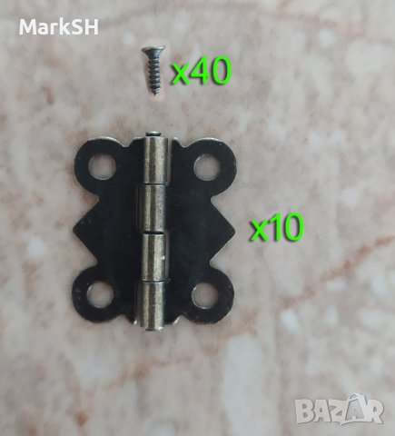 10x Панта + 40x Винтове за малка дървена кутия или врата, снимка 3 - Други инструменти - 40875476