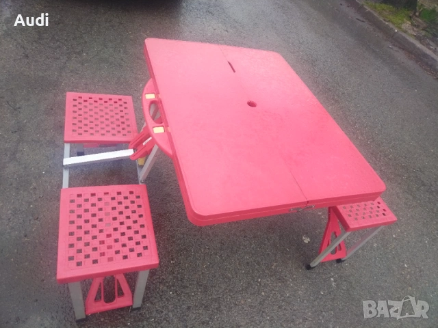 Сгъваема маса със столове за  къмпинг, идеаллна за дворове, градини, пикници и др.  Сгъва се във фор, снимка 10 - Къмпинг мебели - 46465888