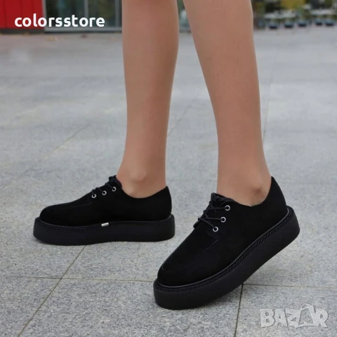 Равни обувки - черен велур - BZ8

