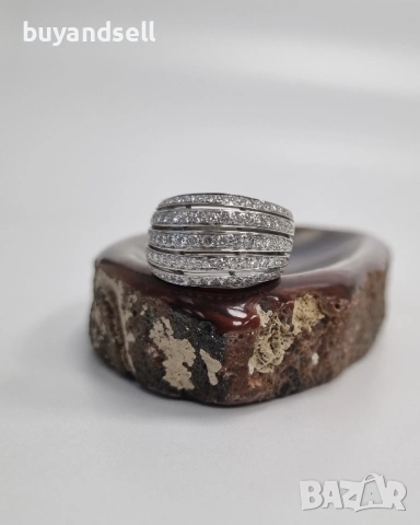 Пръстени с диаманти 18к бяло злато, снимка 15 - Пръстени - 54328191