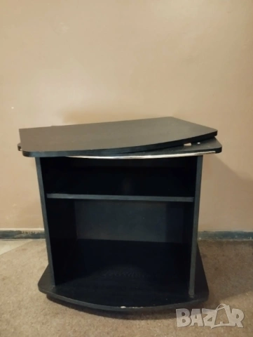 Маса за телевизор - дърво, черна, с подвижен горен плот