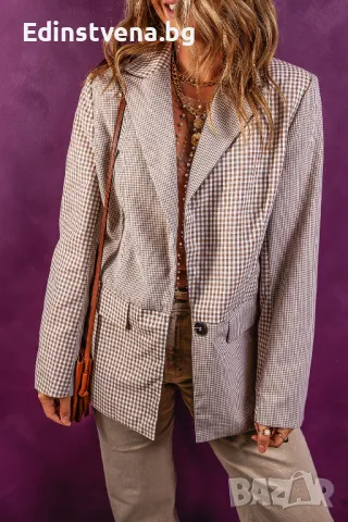 Дамско сако с ревер и принт, снимка 1