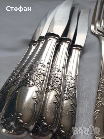 Комплект посребрени прибори, снимка 6 - Антикварни и старинни предмети - 52452047