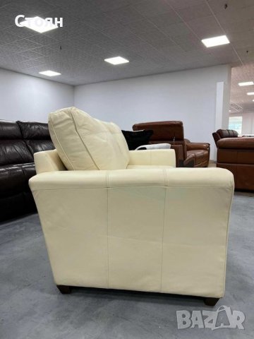 Кремав кожен диван двойка - 100 % естествена кожа, снимка 6 - Дивани и мека мебел - 39719759