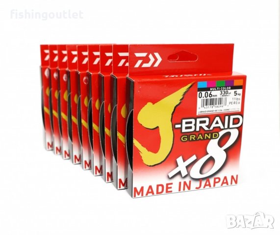 НОВОТО плетено Влакно DAIWA J-braid GRAND X8 - многоцветно 300мт, снимка 2 - Такъми - 34509375