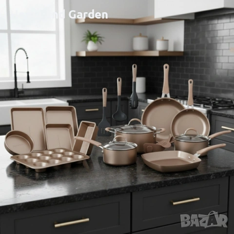 Пълен комплект съдове Edenberg EB-5654 (20 части) с кован алуминий и 3-слойно незалепващо покритие