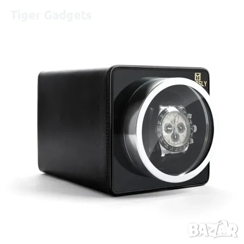 MOZSLY Watch Winder за автоматични часовници – единична въртяща кутия, 12 режима, черна