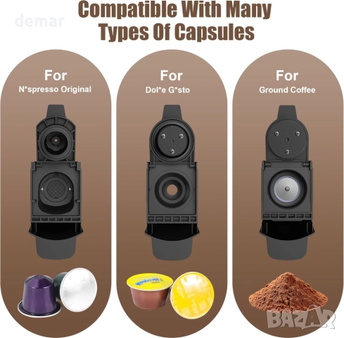 Многофункционална кафемашина, капсули Nespresso, Dolce Gusto и мляно, снимка 3 - Кафемашини - 51904565