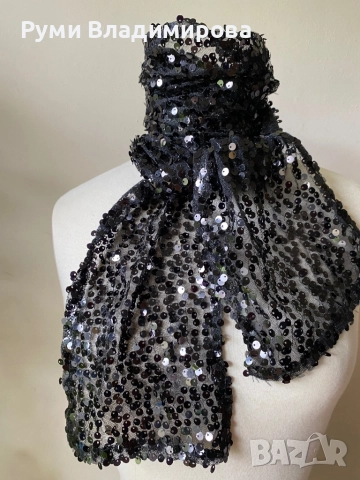 Шал с пайети в черно и кафяво/ различни видове, снимка 7 - Шалове - 47544666