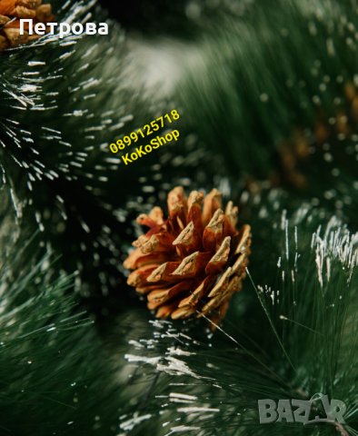 Елха с бели връхчета и шишарки/Коледна елха/Изкуствена елха, снимка 4 - Декорация за дома - 38428060