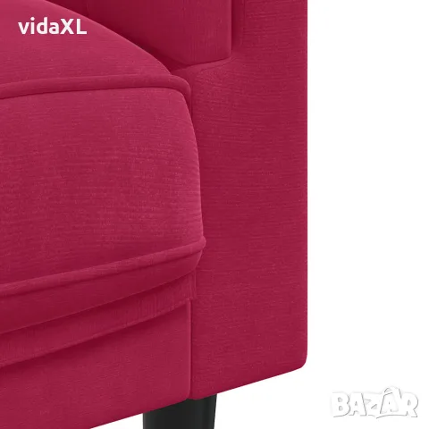 vidaXL Фотьойл с възглавница, виненочервен, кадифе, снимка 7 - Дивани и мека мебел - 56147376