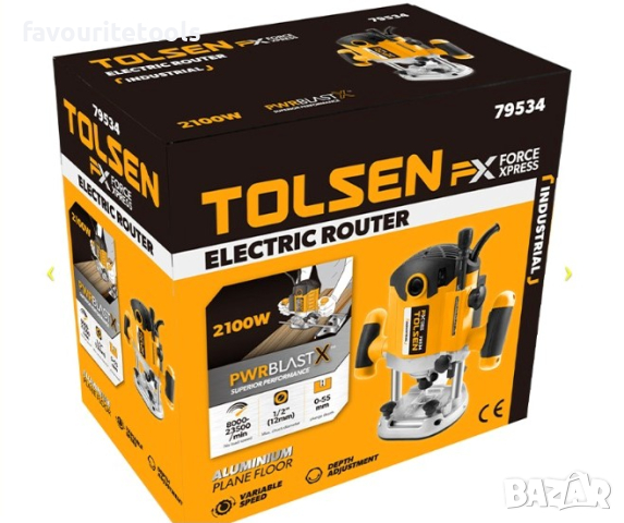 Tolsen Оберфреза 79534, 2100W, цанги ф8 и ф12, ход до 55мм, снимка 2 - Други инструменти - 39114367