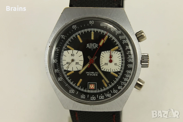 1960's ALIHOR Швейцарски Състезателен Хронограф Супер Рядък, снимка 4 - Мъжки - 51795219
