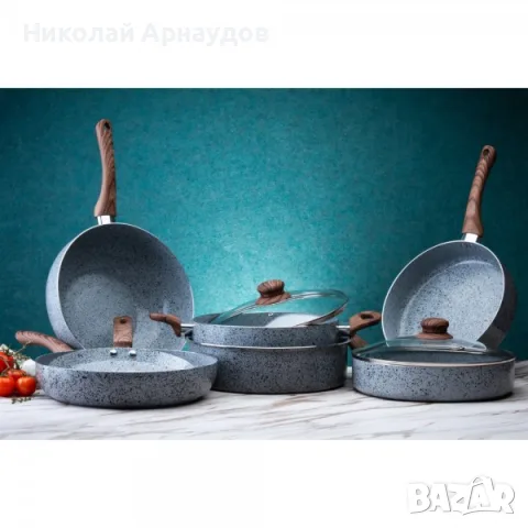 Алуминиев тиган Oliver Voltz Siena OV51319J24, с мраморно каменно керамично покритие, 24 х 5 см., снимка 5 - Съдове за готвене - 55791217