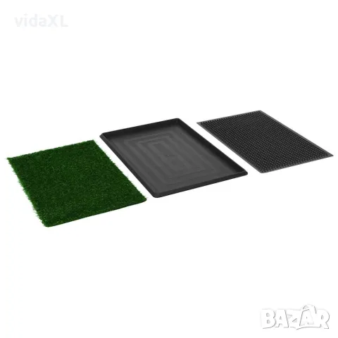 vidaXL Кучешка тоалетна с тава и изкуствена трева, зелена, 76x51x3 см, снимка 5 - За кучета - 56146176