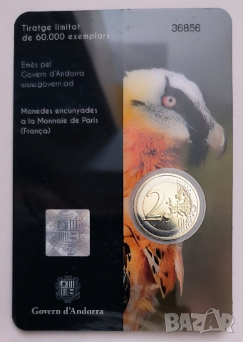 Андора 2 евро 2025 Брадат лешояд, снимка 4 - Нумизматика и бонистика - 53947539