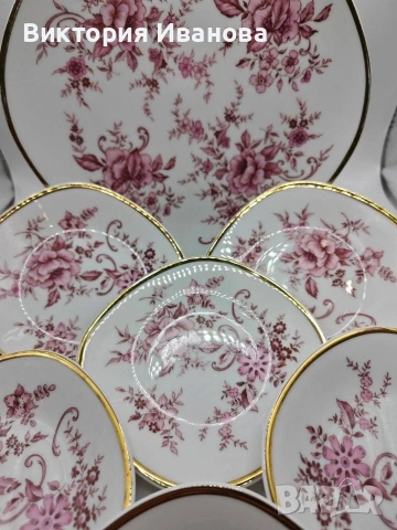 Комплект плато и 6 десертни чинии, снимка 3 - Антикварни и старинни предмети - 54195912