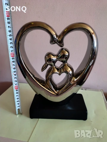 Прекрасна Немска Керамична Скулптура Сърце-Влюбени, снимка 6 - Антикварни и старинни предмети - 51155681