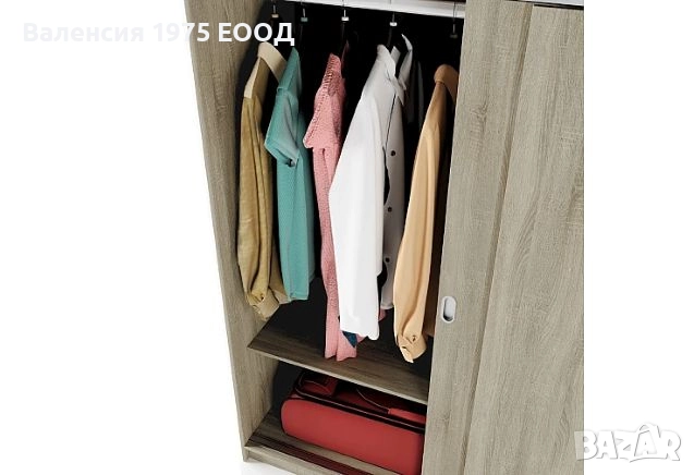 Гардероб с плъзгащи врати Сити 1009 комбинация бяло/ арвен, сонома или орех, снимка 9 - Гардероби - 46495311