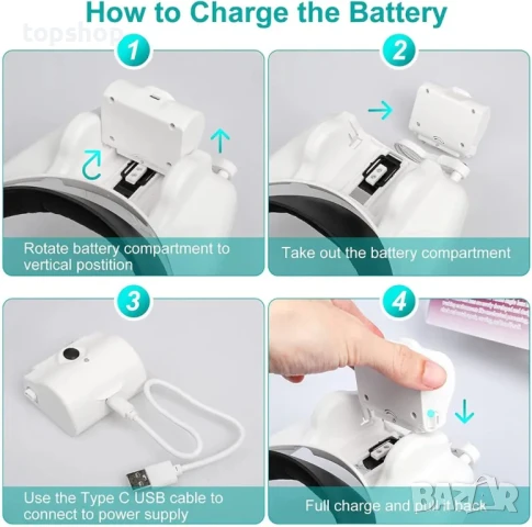 Лупи за глава, увеличителни стъкла с 3 светодиода, бяла, 23 вида, регулируема акумулаторна MG82000MC, снимка 6 - Гедорета - 50555888