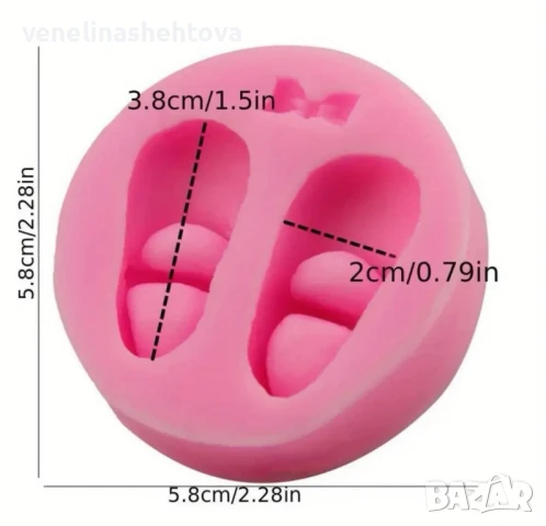 Детски бебешки обувки с панделка Силиконов молд форма за гипс смола фондан за декорация на торта , снимка 2 - Форми - 51333177
