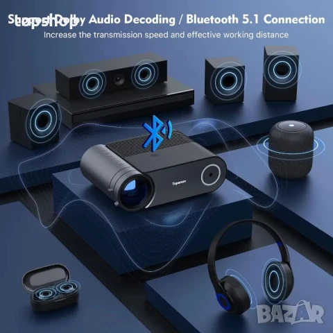 НОВ ТЕСТВАН Видео проектор Toperson HD Dolby WiFi Bluetooth 8000 лумена,1080P, снимка 3 - Плейъри, домашно кино, прожектори - 50552503