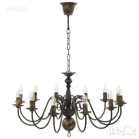 vidaXL Полилей, антично черно, 12 х Е14 крушки, снимка 3 - Полилеи - 56146565
