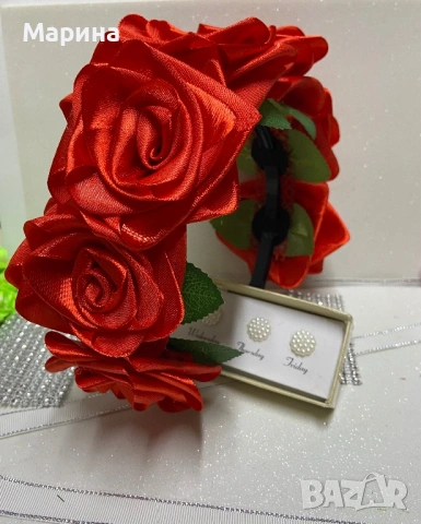 Красива Диадема " 7 червени рози"a CD, снимка 4 - Шноли, диадеми, ленти - 41588748