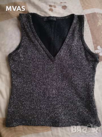 ZARA пуловерче без ръкав черно със златна нишка M размер