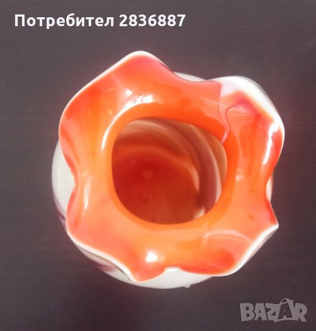 Красива, ръчно изработена стъклена ваза, снимка 5 - Вази - 34863112