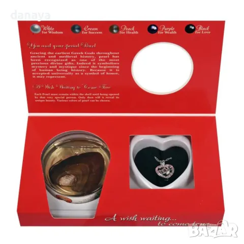 5636 Подарък за нея Колие LOVE с естествена перла в мида, снимка 2 - Колиета, медальони, синджири - 48665204