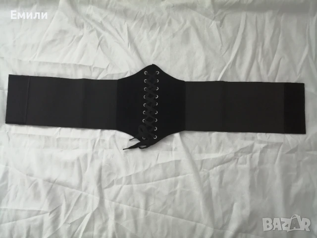 Черен еластичен корсет колан за талия с велур и връзки XS, S и M, снимка 10 - Корсети, бюстиета, топове - 50876588