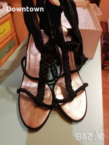 LJO by Jennifer Lopez, черни сандали с връзки и елементи от естествена кожа , снимка 1 - Дамски обувки на ток - 29711116