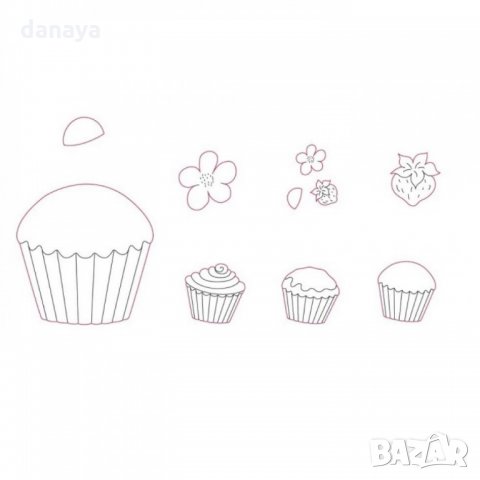 2312 Комплект печати за сладки Кексчета фондан торта, 10 броя, снимка 8 - Форми - 33769051
