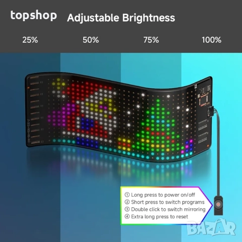 Нов проверен LED Matrix Panel ► Гъвкав Водоустойчив Програмируем Екран IP65 16 х 32 pxl 70 x 173 mm , снимка 6 - Части и Платки - 52476100