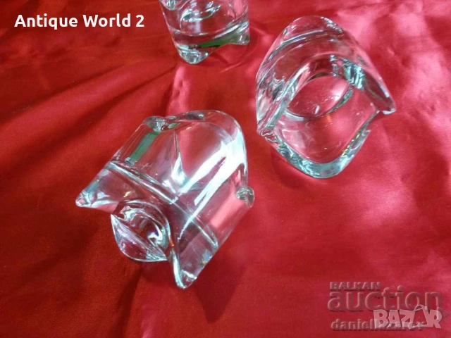 Комплект Шведски Свещници КРИСТАЛНО Стъкло, снимка 3 - Антикварни и старинни предмети - 53197114