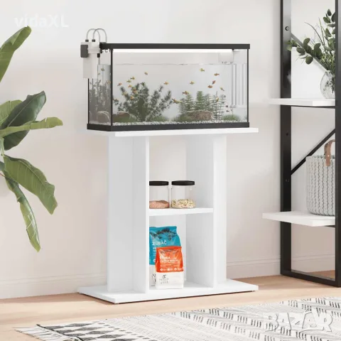 vidaXL Поставка за аквариум, бяла, 60x30x60 см, инженерно дърво, снимка 3 - Аквариуми - 56148108