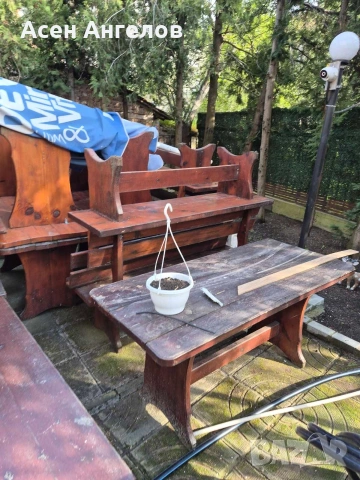 Маса с две пейки, снимка 3 - Градински мебели, декорация  - 54296342