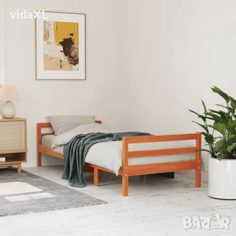 vidaXL Рамка за легло без матрак, восъчнокафяв, 80x200 см, бор масив, снимка 2 - Спални и легла - 56148182