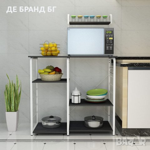 Метална кухненска етажерка L012-172-BK, снимка 7 - Етажерки - 35566686